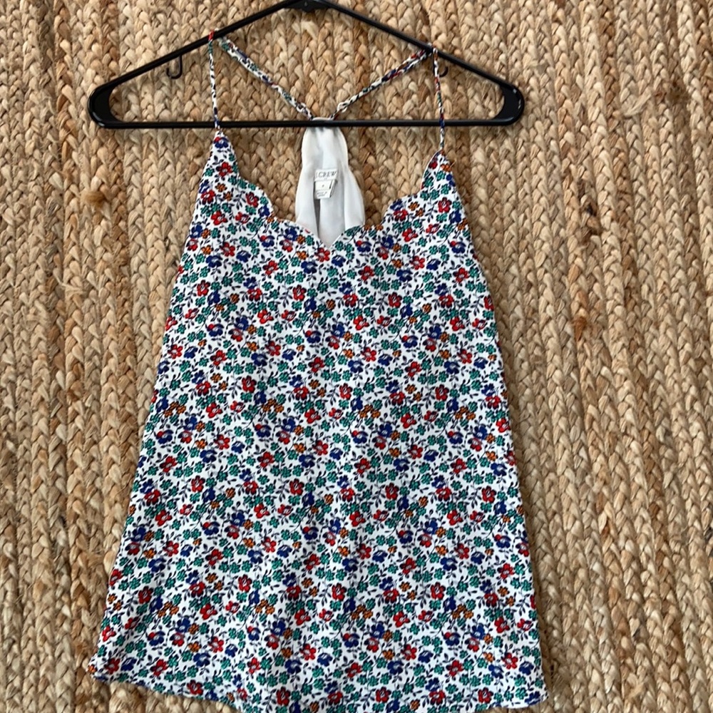 J.Crew Factory scallop tank top with flowers.